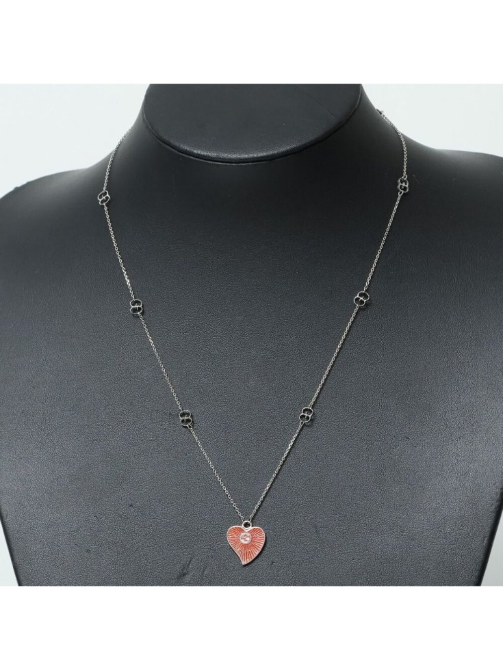 Gucci Necklace Interlocking G Heart Motif 925 Sterling Silver